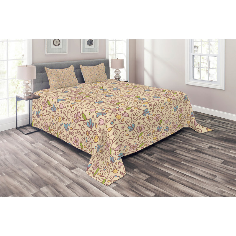 Farmhouse / Country Polyester Floral Coverlet