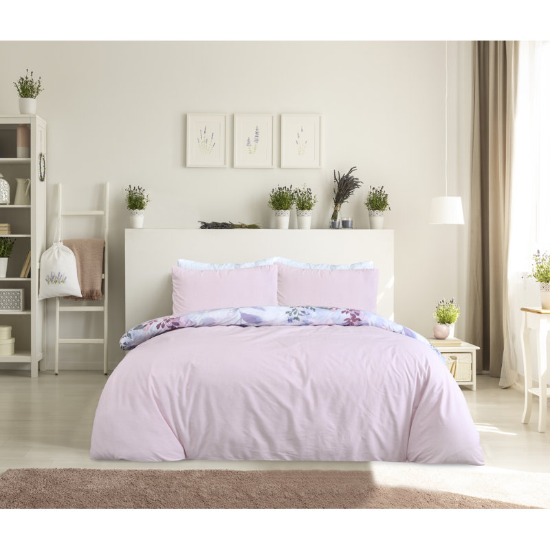 Quiles Polyester Floral Duvet Cover Set with Pillowcases Included, Single - 1 Standard Pillowcase, Blush