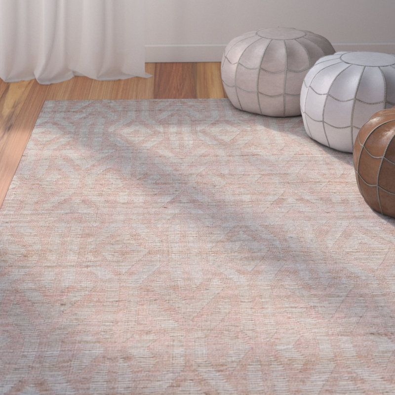 Tapis géométrique bleu / rouille en jute tissé à la main Laumer, Rectangle de 5 pi x 8 pi