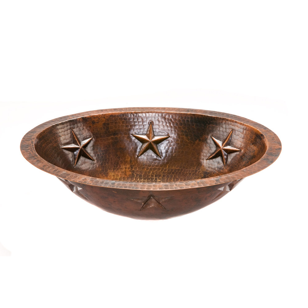 19" Oval Star Under Counter Hammered Copper Bathroom Sink Premier Copper Products