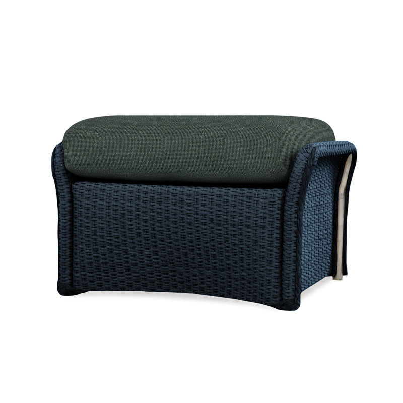 Weekend Retreat Outdoor Ottoman, Sailcloth Salt, Ebony