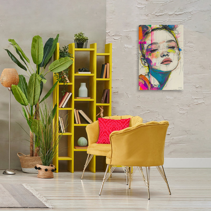 Art mural sur toile à croquis lumineux par Roozbeh Bahramali, H 30 po x l 20 po