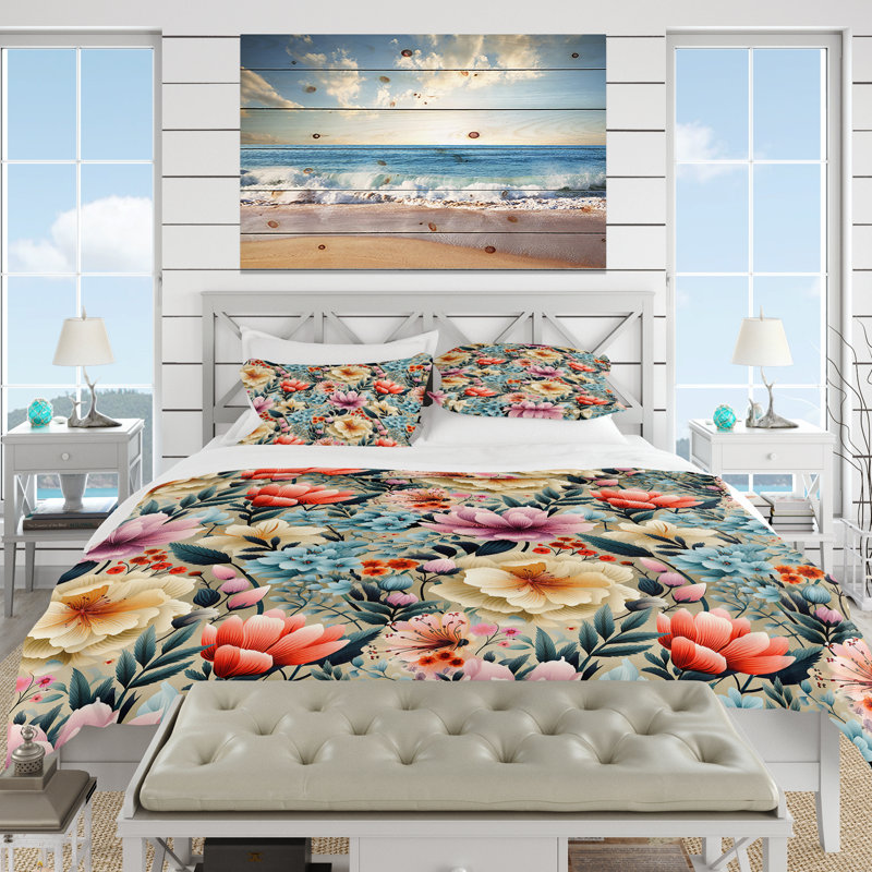 Literie Pastel Rainbow Botanicals, Housse de couette simple + 1 taie décorative stan