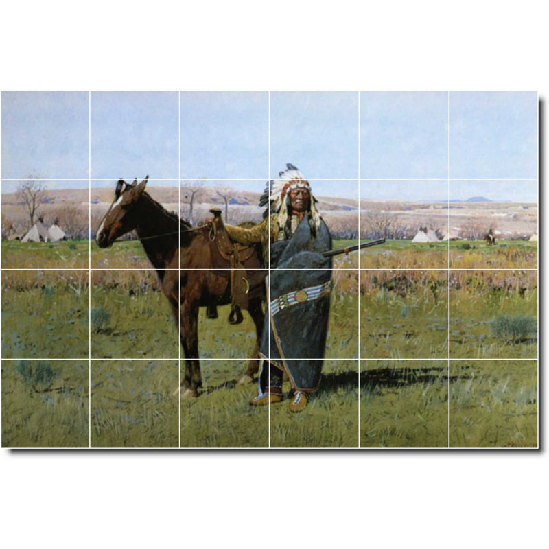 Carreau de céramique décorative 36 po x 24 po 6 po x 6 po, Amérindien 03252