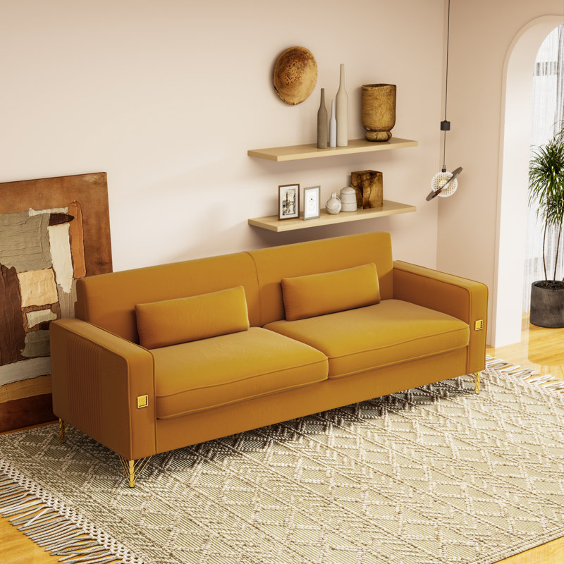 Canapé Lucian Luxe avec détails dorés, Orange