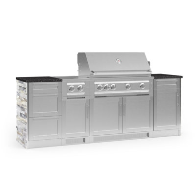 Outdoor Kitchen Signature Series 8 Piece Cabinet Set with 40 in. Natural Gas Platinum Grill -  NewAge Products, 68733