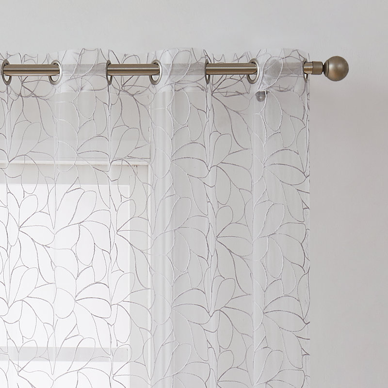 Sheer Curtain Pair, Silver, 54" W x 96" L