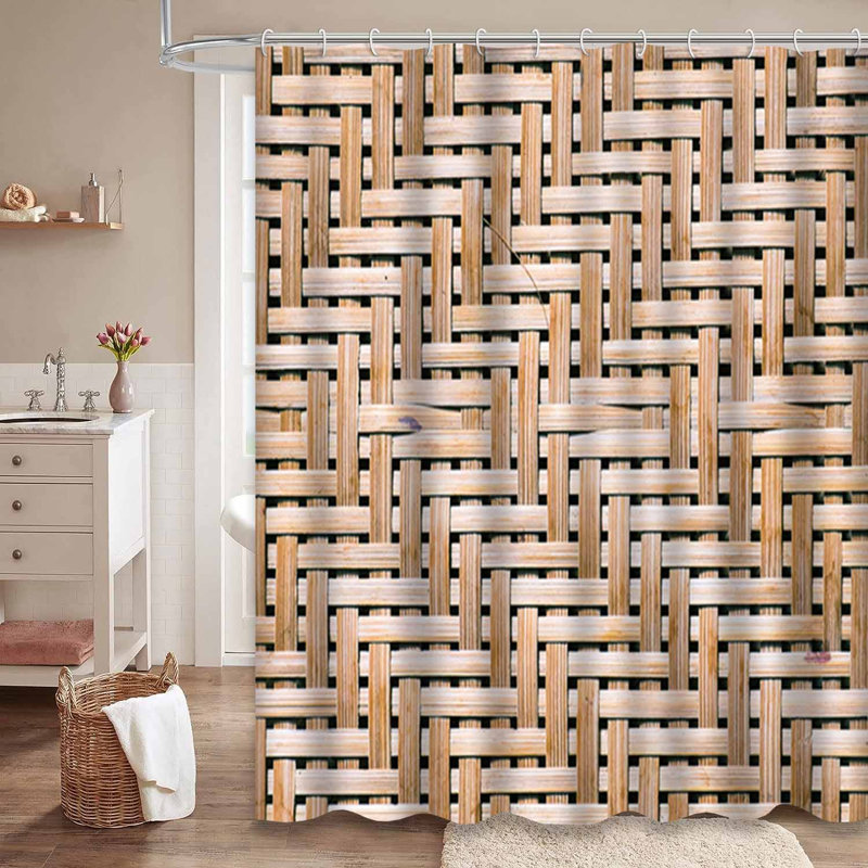 Canne brune avec 12 crochets de style thaïlandais en bambou naturel et art abstrait rustique, L 72 po x l 78 po