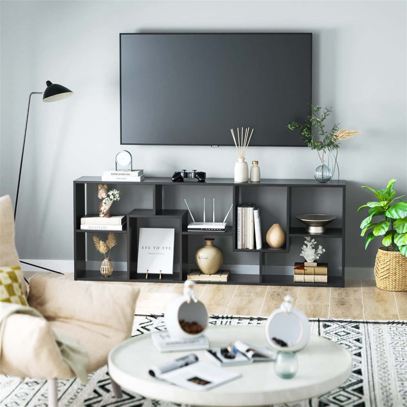Asymmetrical Display Shelf & Bookcase, 5-Tier, Black, Black