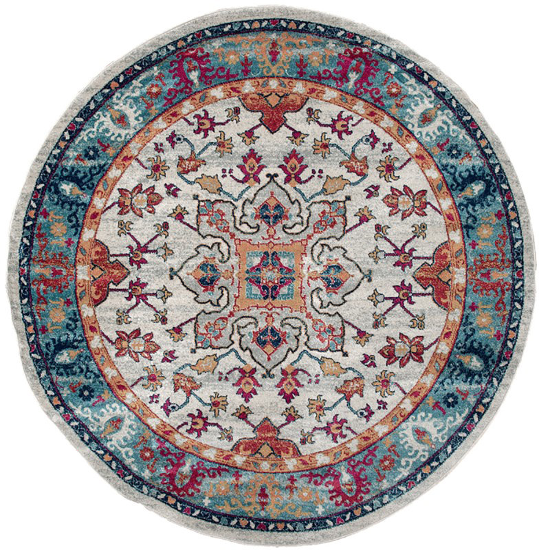 Tapis oriental bleu / brun Yannick, Rond 7 pi 10 po