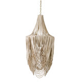 Small Leather Fringe Chandelier w/ Crown