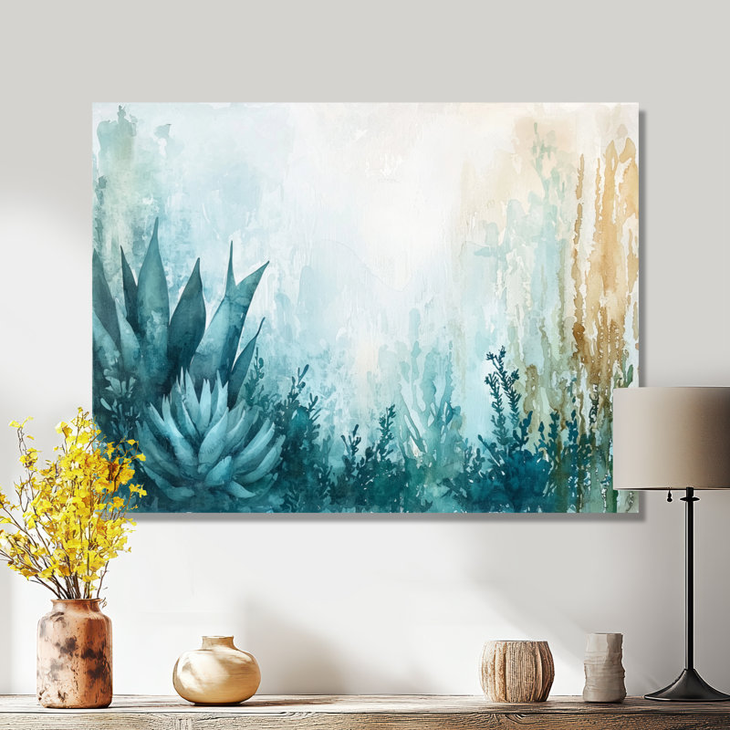 Cactus Forest Minimal Composition - Floral Metal Wall Art Decor, Floral Cactus Metal Print, 34" H x 44" W
