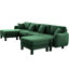 Canapé modulaire moderne en U à 4 boucles avec accoudoirs en forme de coquillage, 2 repose-pieds et coussins pour des décorations distinctives en tissu confortable et confortable, atmosphère confortable et confortable-1406749679