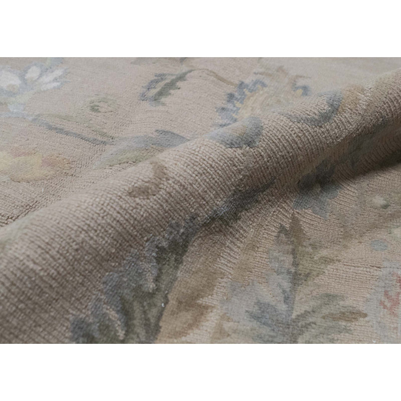 Hand-Knotted High-Quality Beige and Beige Area Rug