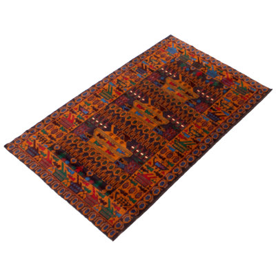 Tapis unique en laine noué à la main de style années 1990 de 4 pi x 6 pi 9 po brun foncé Iraiz