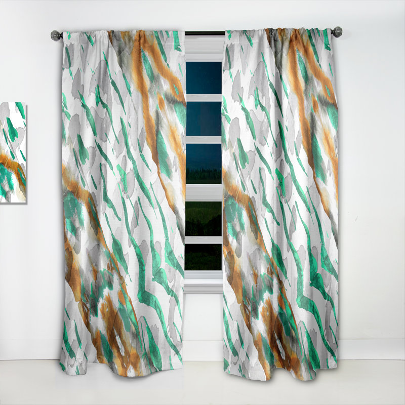 Abstract Semi-Sheer Thermal Rod Pocket Single Curtain Panel, 52" W x 120" L