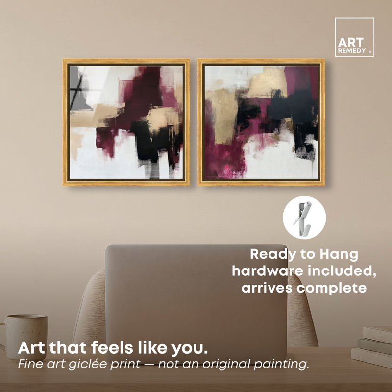 «Golden Dusk Duo», ensemble de décorations murales en acrylique encadré par Art Remedy, 13"H x 13"W Set of 2