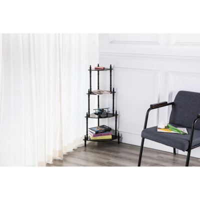 4 Wooden Corner Shelf, 39" Tall, Cherry - Arrange Decorative Charming Items, Books, Parlor Games Composite Wood Distinctive Trait Tall Standing Shelf In Cherry Nuance Put , Content