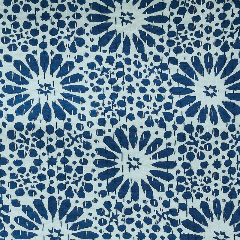 Handstitched Flower Kantha Sham, 2 Euro Sham