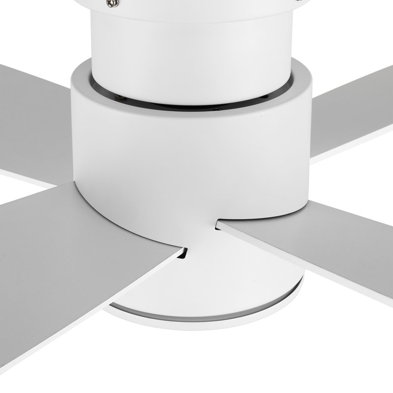 Ventilateur de plafond encastré à 4 pales avec télécommande Bonnitta, Blanc, 52", Blanc
