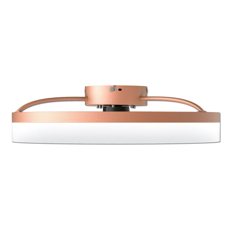 Frauly 19.7 Inch Led Enclosed Low Profile Ceiling Fan With Light, Orange, Remote Control
