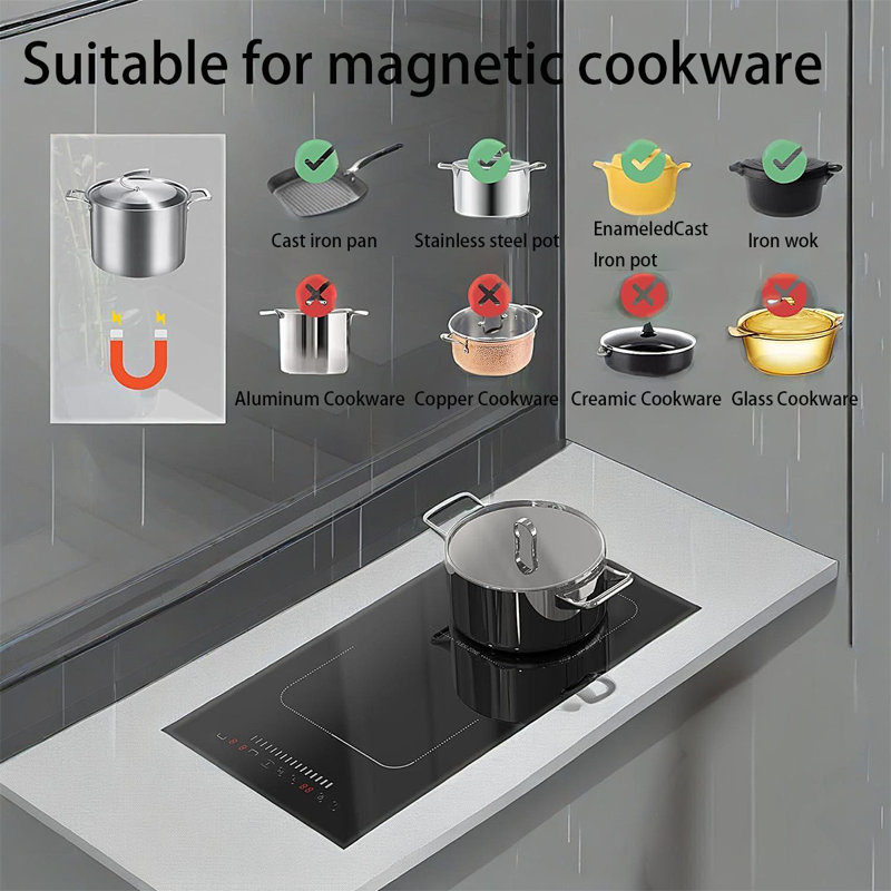 Karinear 2 Burner Induction Cooktop 12 Inch 3500W Flexible zones