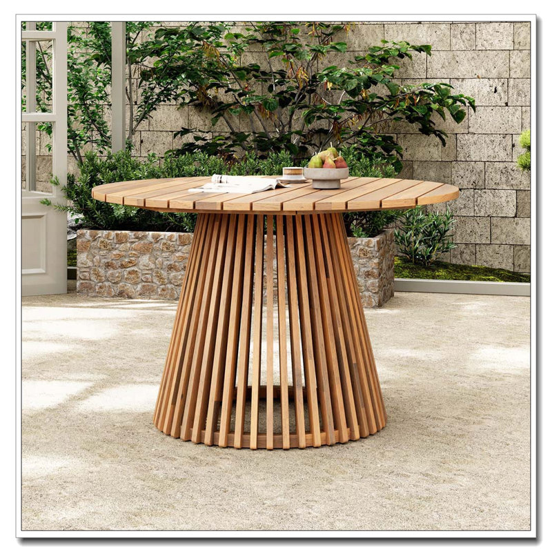 Table de salle à manger d'extérieur en bois d'acacia, Teck clair