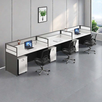 Misato Rectangle 3 Person Cubicle with Cable Management