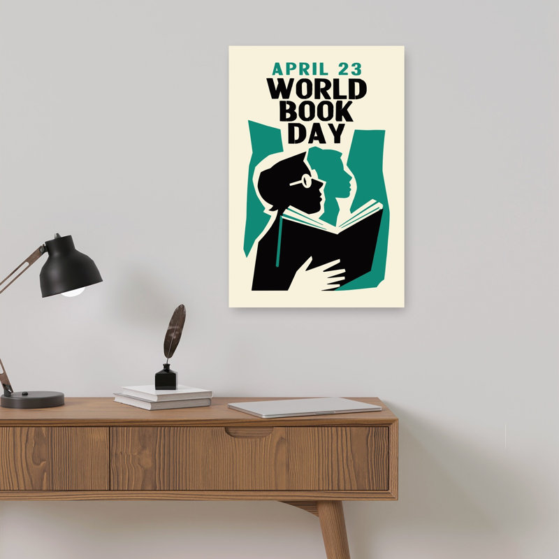 «April 23 World Book Day», reproduction d'art murale contemporaine, H 18 po x l 12 po