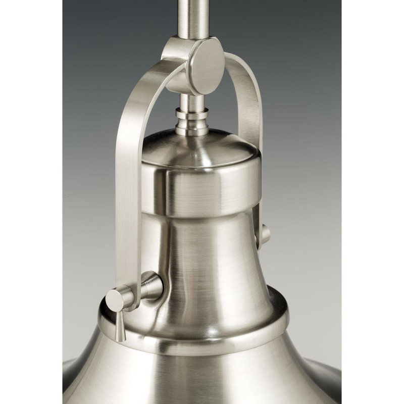 1 - Light Single Pendant, 13.25" H x 16" W x 16" D, Brushed Nickel
