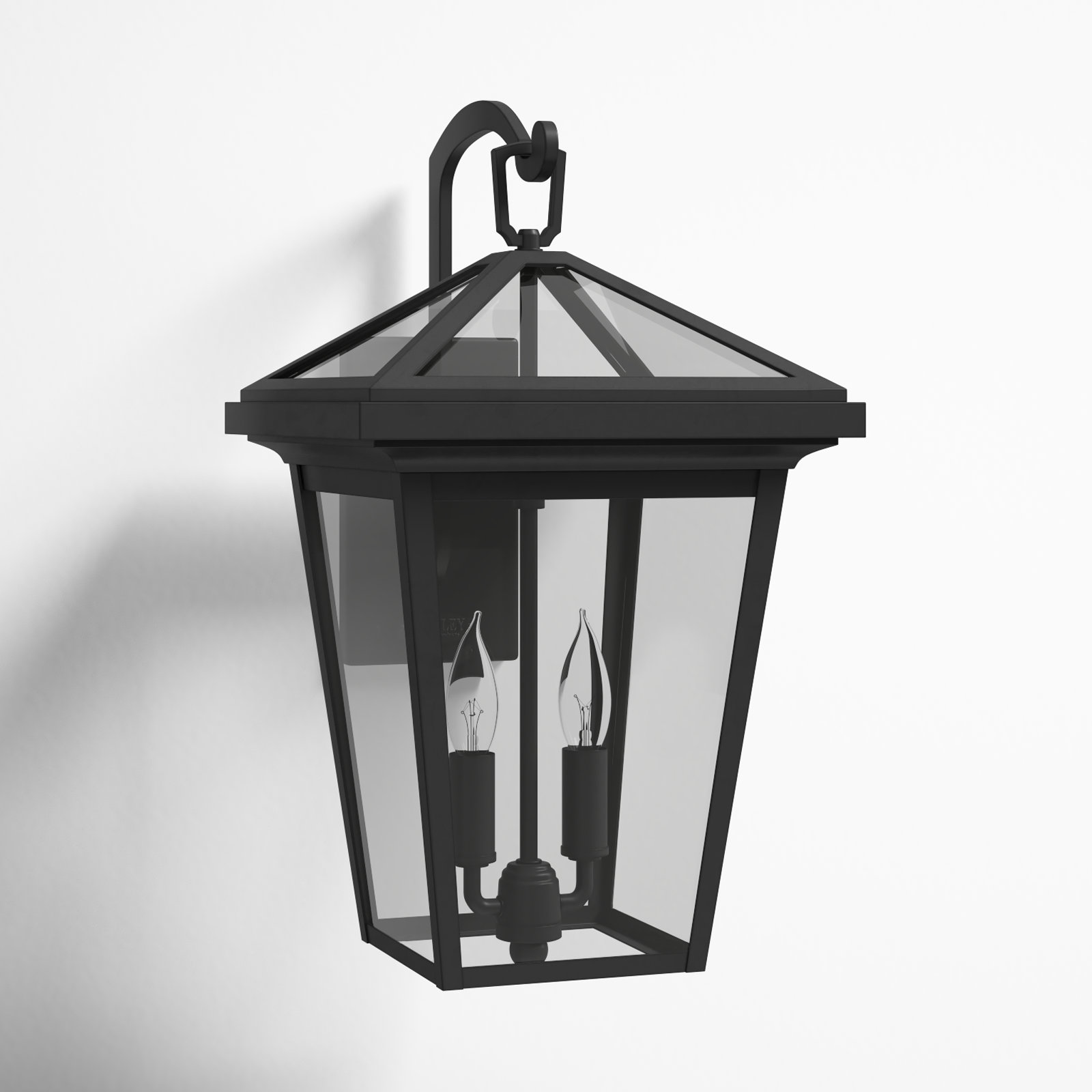 Lalla 3 Light Empire Outdoor Wall Light, Museum Black, 2 Lights, 17.5" H x 10" W x 11.25" D