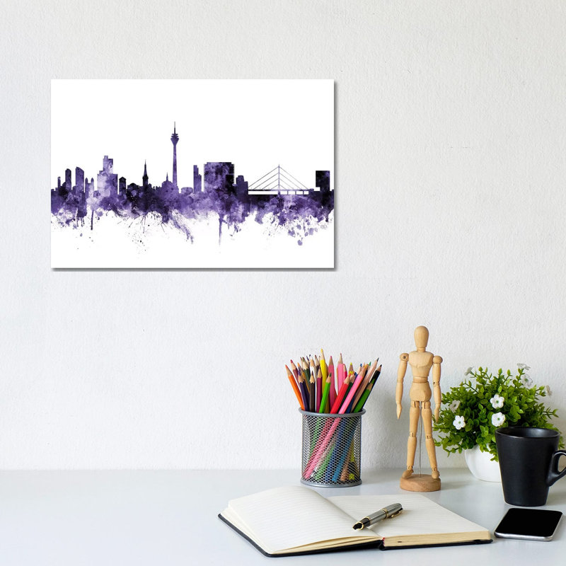 DÃ¼sseldorf, Germany Skyline by Michael Tompsett - Wrapped Canvas Gallery-Wrapped Canvas Giclée, 20.32 cm H x 30.48 cm W