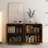 Brown Modern Fluted Buffet Cabinet with Adjustable Shelves, Accent Console Table-2105254576