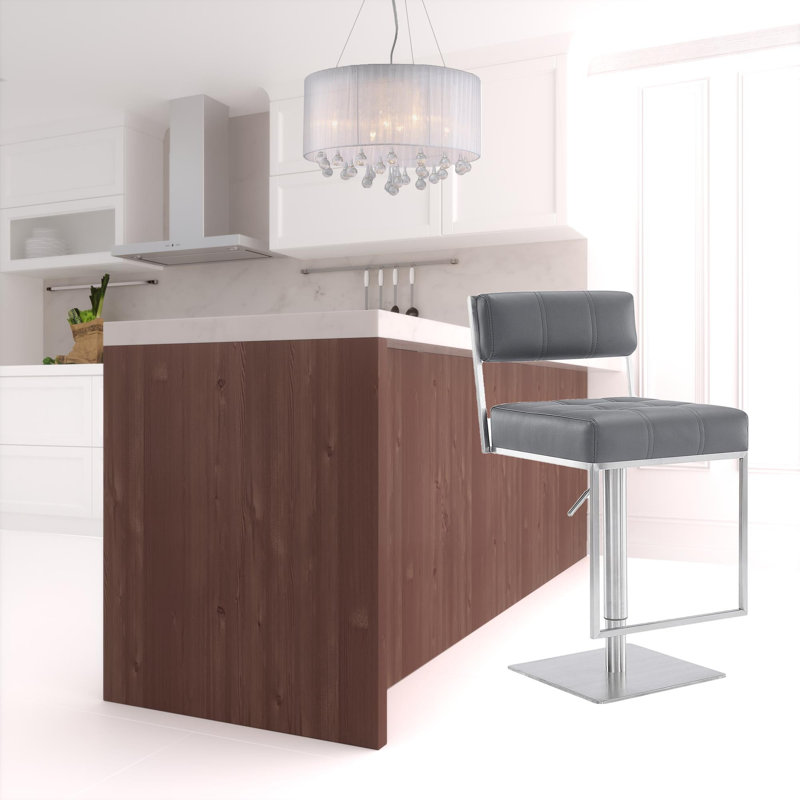 Tabouret de bar rotatif à hauteur ajustable Fiorillo, gris, Noir