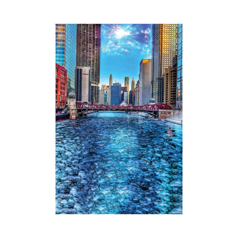 Rivière de glace, H 12 po x l 8 po x P 0,75 po, Toile tendue