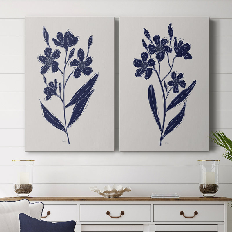 Toile tendue avec châssis Indigo Botanical Study I-Premium, H 60 po x l 80 po