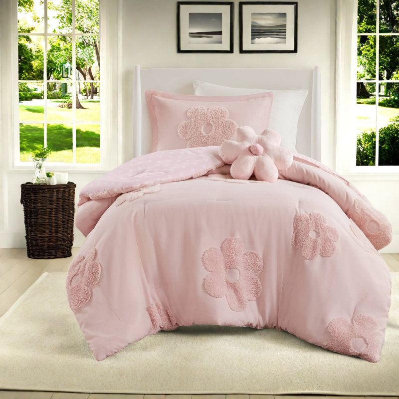 Hypoallergenic Chenille Bedding Set, Floral Twin, Cozy Home Style