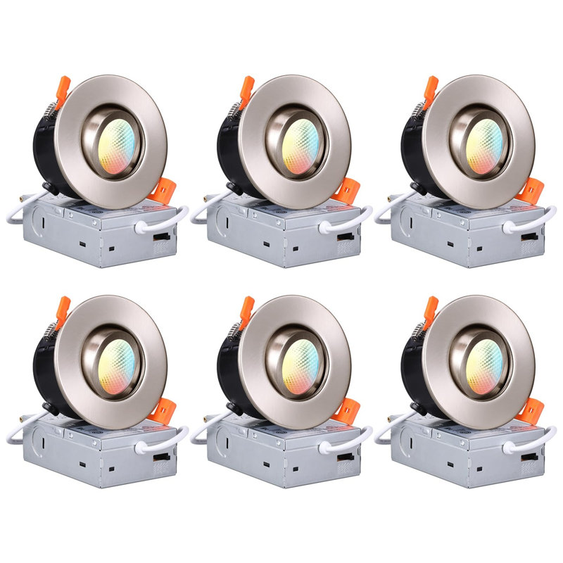 Spot encastré DEL 3 po 5CCT à cardan, IRC 90+, orientable et dimmable, avec boîte de jonction, étanche à l'air et conforme aux normes IC, finition bronze huilé.
