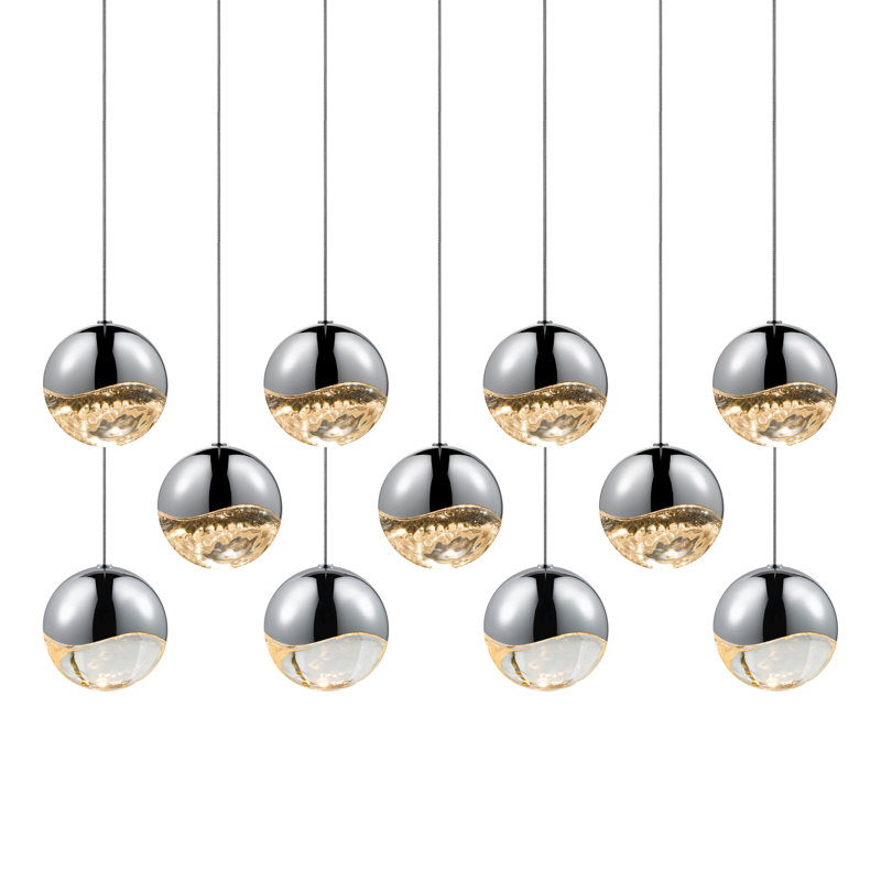 Grapes 11 - Light LED Cluster Pendant, Polished Chrome, 3.75" H x 37.5" W x 9.75" D