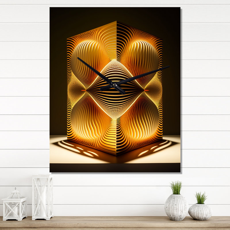 Horloge murale Op-Art Retro Gold, Très grand