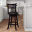 Tabouret de bar moderne Tabouret pivotant élégant et confortable avec dossier à lattes et siège rembourré-252103449