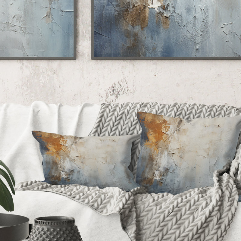 Spatule bleue et beige Path To The Ink - Coussin décoratif imprimé abstrait