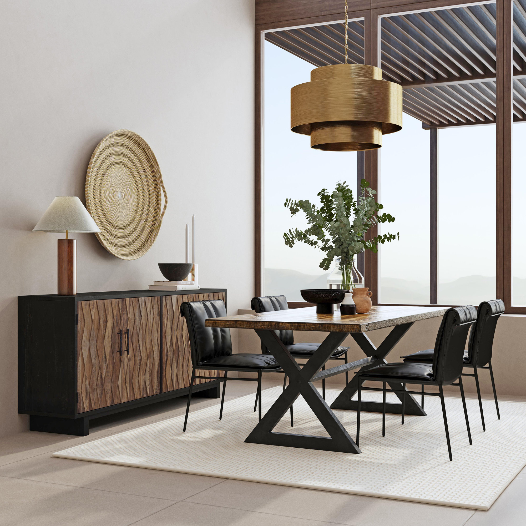 Mayer Leather Side Chair, Black