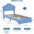 Twin Upholstered Platform Bed Frame with Storage Drawers, Low-Profile Faux Leather Bed with Crystal Accent Headboard-1383565594