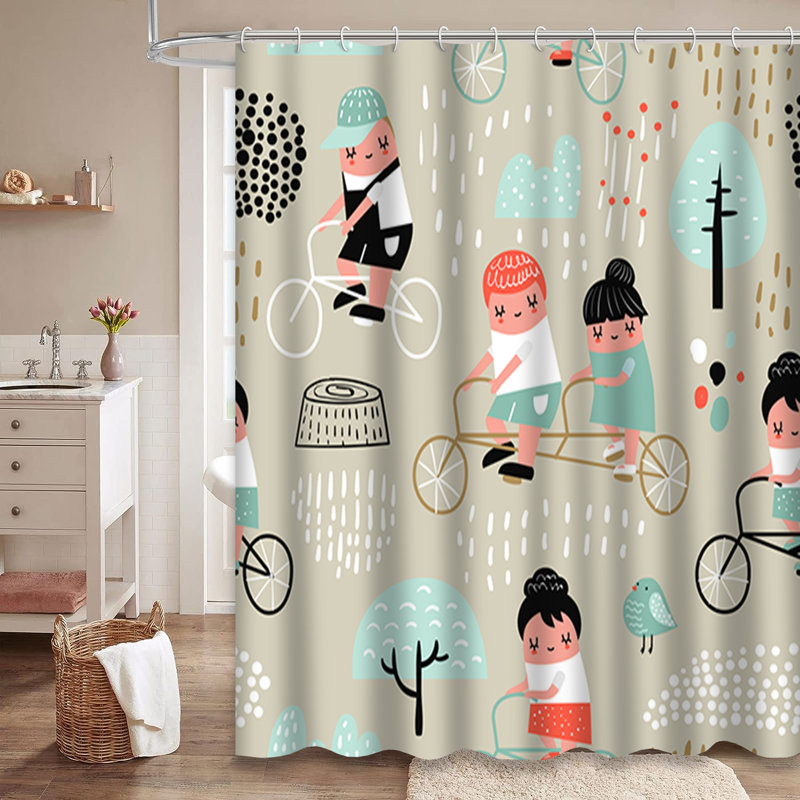 Rideau de douche pour enfant avec 12 crochets, L 72 po x l 72 po
