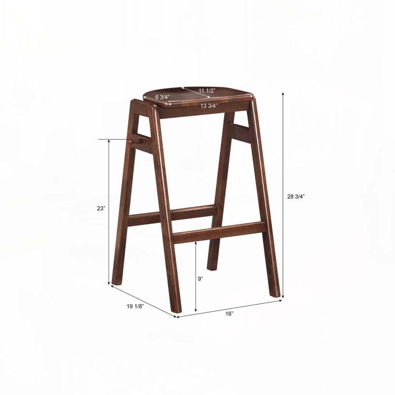 Stackable Wood Bar Stools Set with Footrest