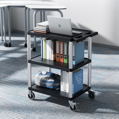 Chariot de service 3 tablettes 300 lb 27,6 po x 18,1 po avec roues