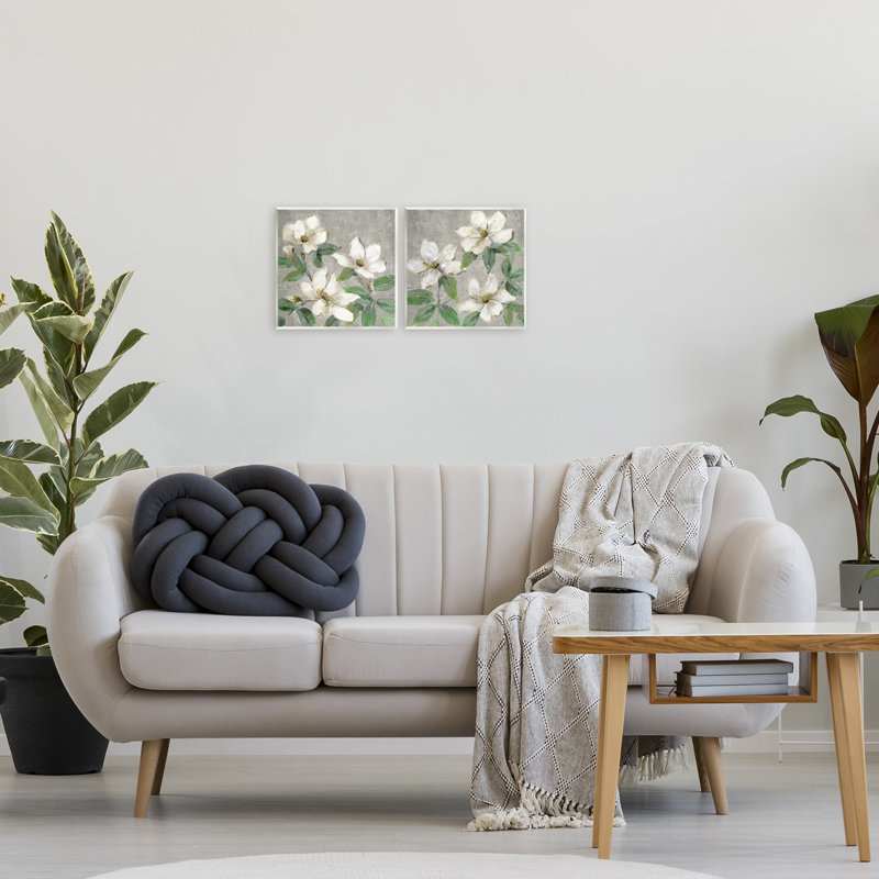 Ensemble de 2 plaques murales Blooming Ivory Magnolias, design par Sally Swatland