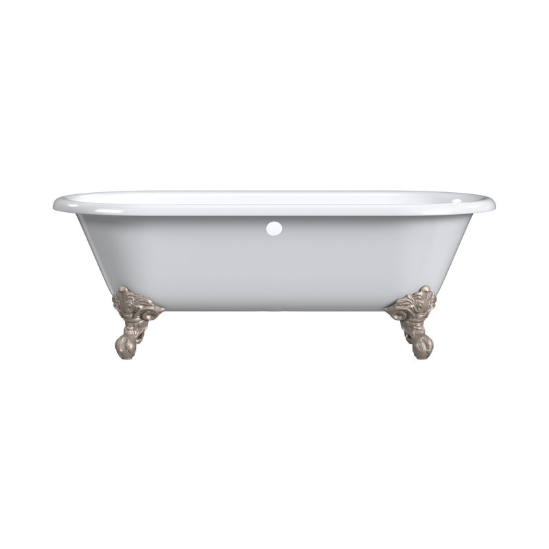 68'' L Soaking Bathtub, Brushed Nickel, White Interior with White Exterior