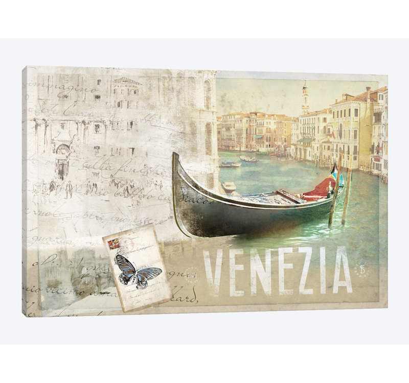 «Venezia Butterfly», impression sur toile, H 8 po x l 12 po x P 0,75 po, Toile tendue, Pas de tapis
